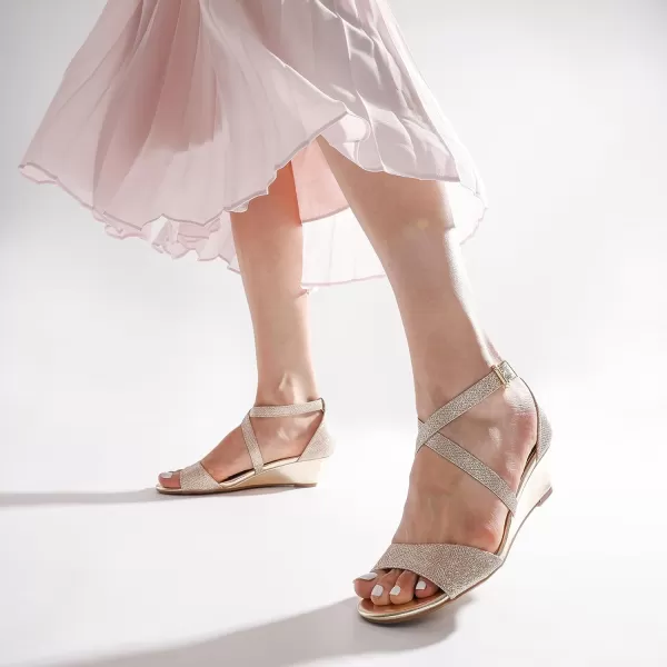 imageDREAM PAIRS Womens Ankle Strap Low Wedge SandalsGold