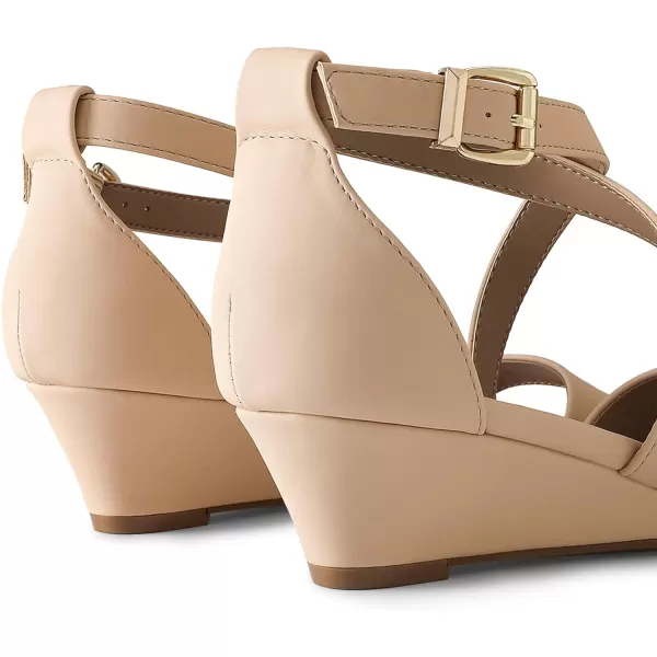 imageDREAM PAIRS Womens Ankle Strap Low Wedge SandalsNudenubuck