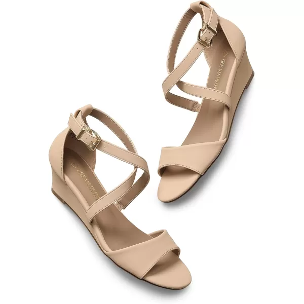 imageDREAM PAIRS Womens Ankle Strap Low Wedge SandalsNudenubuck
