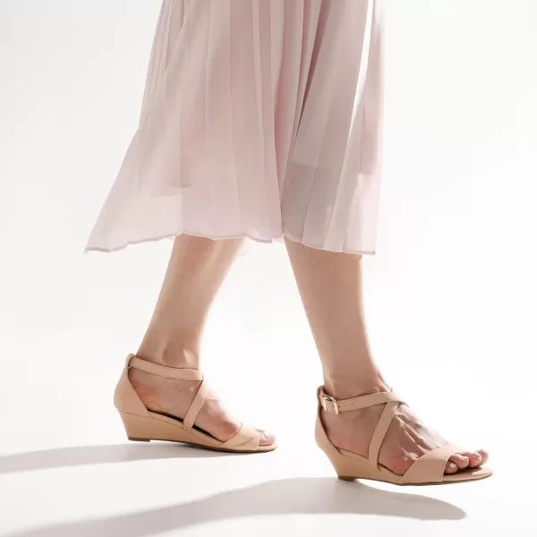imageDREAM PAIRS Womens Ankle Strap Low Wedge SandalsNudenubuck