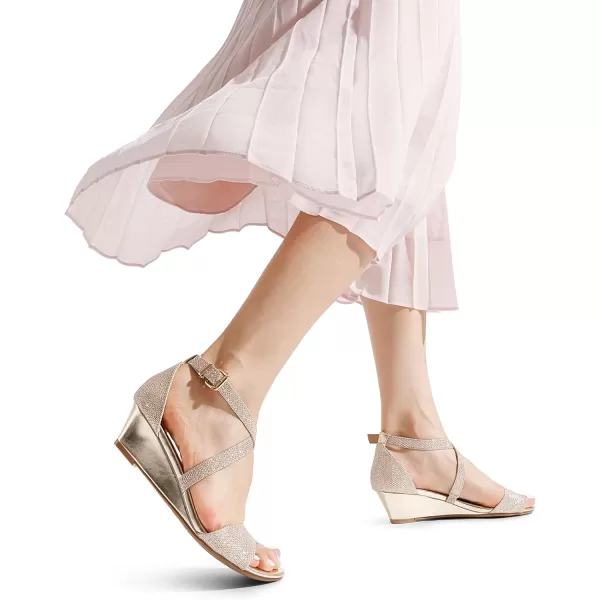 imageDREAM PAIRS Womens Ankle Strap Low Wedge SandalsNudenubuck