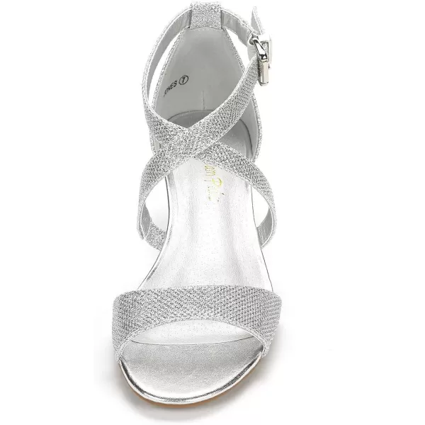 imageDREAM PAIRS Womens Ankle Strap Low Wedge SandalsSilver