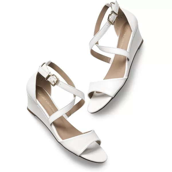 imageDREAM PAIRS Womens Ankle Strap Low Wedge SandalsWhitepu
