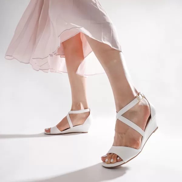 imageDREAM PAIRS Womens Ankle Strap Low Wedge SandalsWhitepu