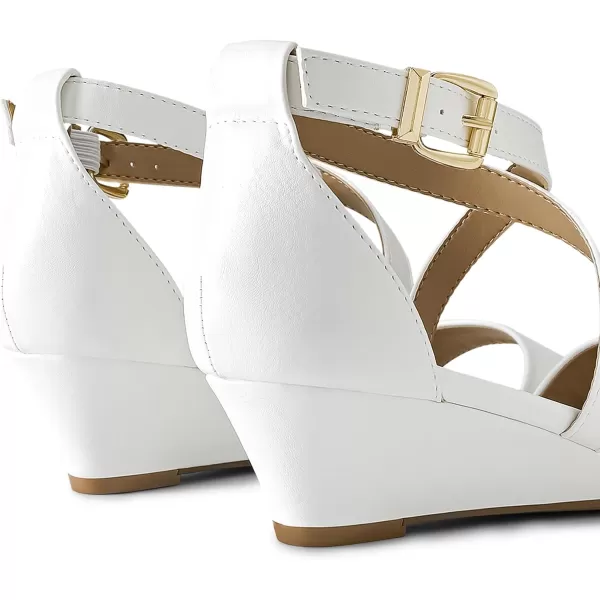 imageDREAM PAIRS Womens Ankle Strap Low Wedge SandalsWhitepu