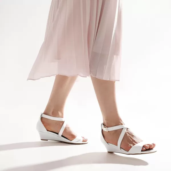 imageDREAM PAIRS Womens Ankle Strap Low Wedge SandalsWhitepu