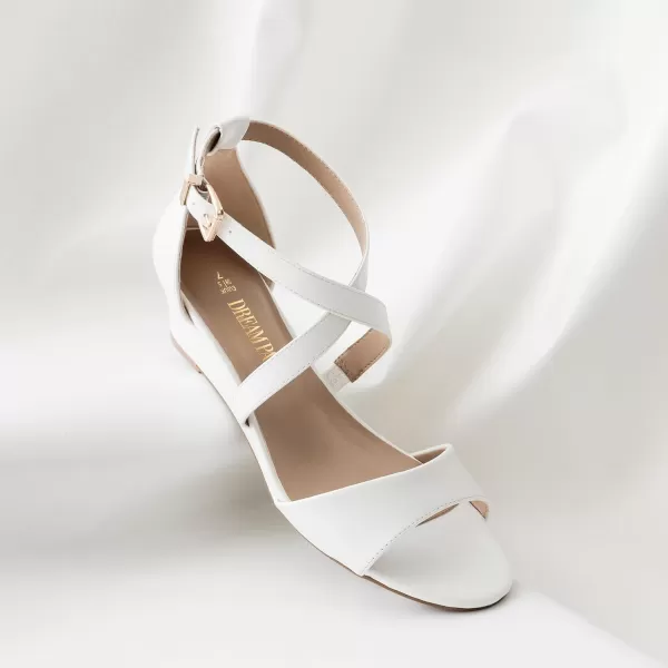 imageDREAM PAIRS Womens Ankle Strap Low Wedge SandalsWhitepu