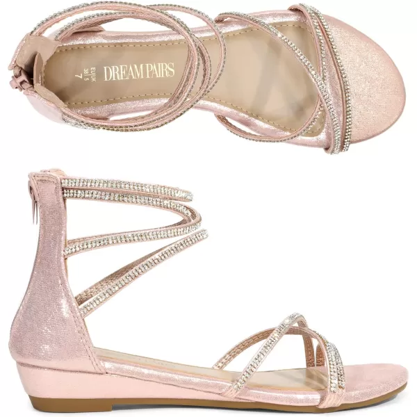 imageDREAM PAIRS Womens Ankle Strap Rhinestones Low Wedge SandalsChampagne