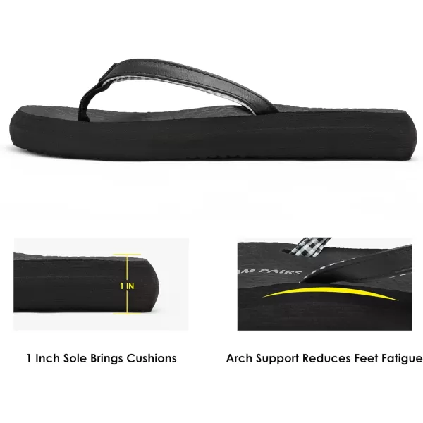 imageDREAM PAIRS Womens Arch Support Flip Flops Comfortable Soft Cushion Summer Beach Thong SandalsBlack