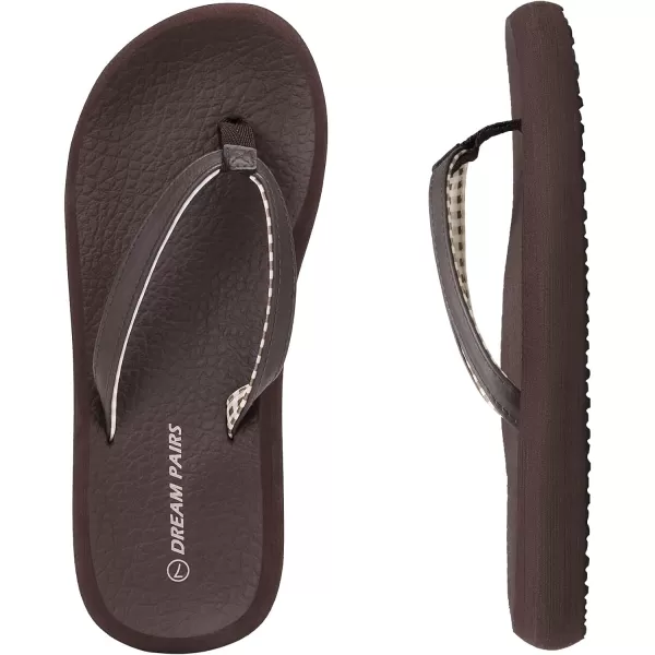 imageDREAM PAIRS Womens Arch Support Flip Flops Comfortable Soft Cushion Summer Beach Thong SandalsBrown