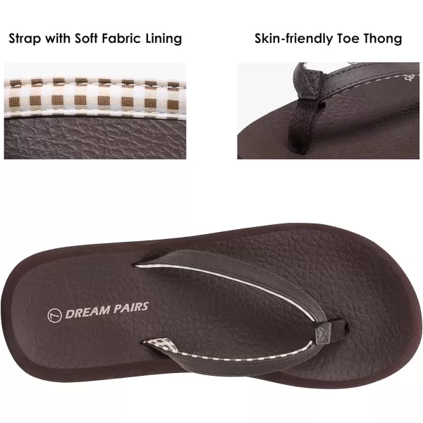 imageDREAM PAIRS Womens Arch Support Flip Flops Comfortable Soft Cushion Summer Beach Thong SandalsBrown
