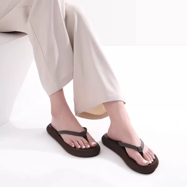 imageDREAM PAIRS Womens Arch Support Flip Flops Comfortable Soft Cushion Summer Beach Thong SandalsBrown