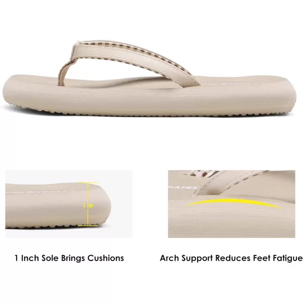 imageDREAM PAIRS Womens Arch Support Flip Flops Comfortable Soft Cushion Summer Beach Thong SandalsCamel