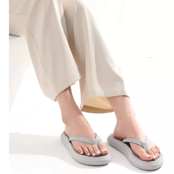 imageDREAM PAIRS Womens Arch Support Flip Flops Comfortable Soft Cushion Summer Beach Thong SandalsGrey