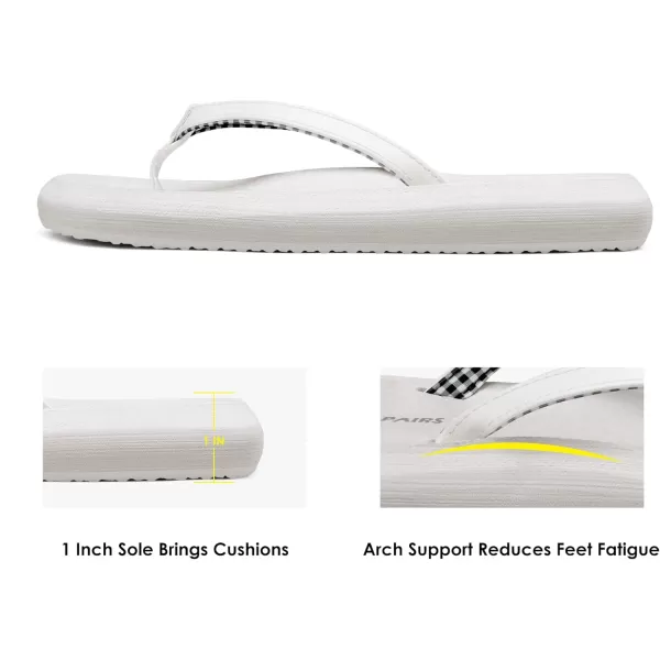 imageDREAM PAIRS Womens Arch Support Flip Flops Comfortable Soft Cushion Summer Beach Thong SandalsWhite