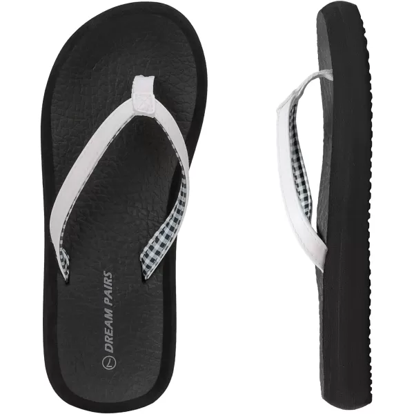 imageDREAM PAIRS Womens Arch Support Flip Flops Comfortable Soft Cushion Summer Beach Thong SandalsWhiteBlack