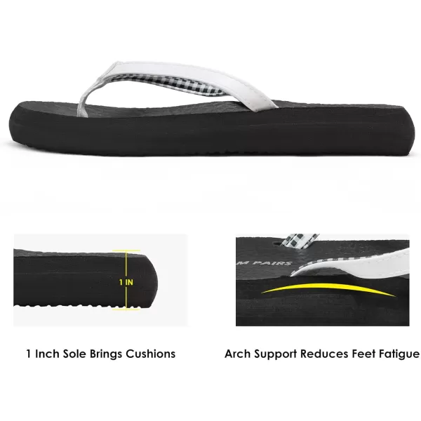 imageDREAM PAIRS Womens Arch Support Flip Flops Comfortable Soft Cushion Summer Beach Thong SandalsWhiteBlack