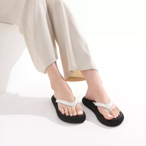 imageDREAM PAIRS Womens Arch Support Flip Flops Comfortable Soft Cushion Summer Beach Thong SandalsWhiteBlack