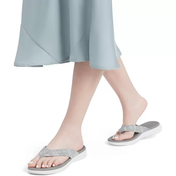 imageDREAM PAIRS Womens Arch Support Flip Flops Comfortable Soft Cushion Thong Sandals Casual Indoor Outdoor Walking Beach Summer ShoesLight Grey