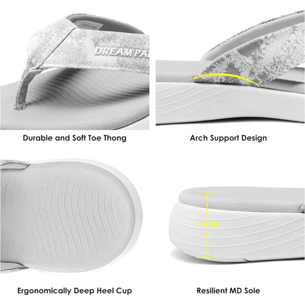 imageDREAM PAIRS Womens Arch Support Flip Flops Comfortable Soft Cushion Thong Sandals Casual Indoor Outdoor Walking Beach Summer ShoesLight Grey