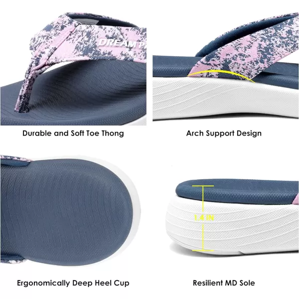 imageDREAM PAIRS Womens Arch Support Flip Flops Comfortable Soft Cushion Thong Sandals Casual Indoor Outdoor Walking Beach Summer ShoesNavy Blue