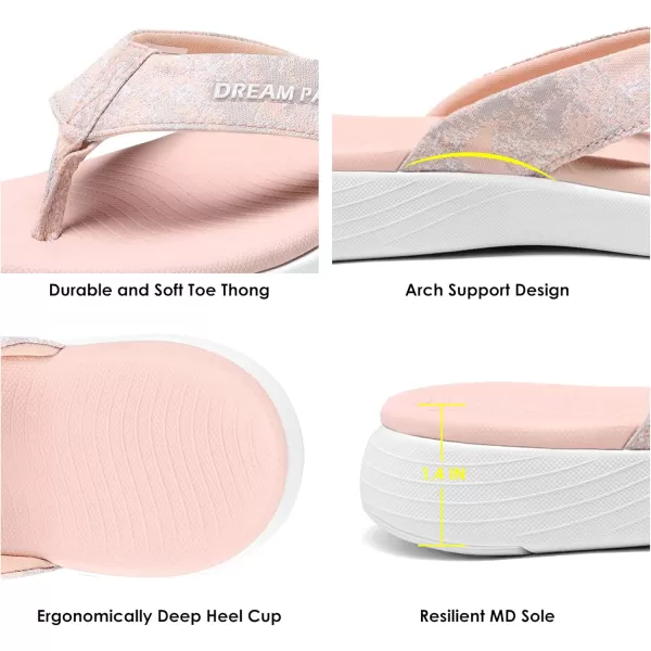 imageDREAM PAIRS Womens Arch Support Flip Flops Comfortable Soft Cushion Thong Sandals Casual Indoor Outdoor Walking Beach Summer ShoesPink