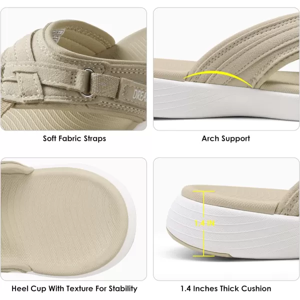 imageDREAM PAIRS Womens Arch Support Flip Flops Comfortable Thong SandalsBeige
