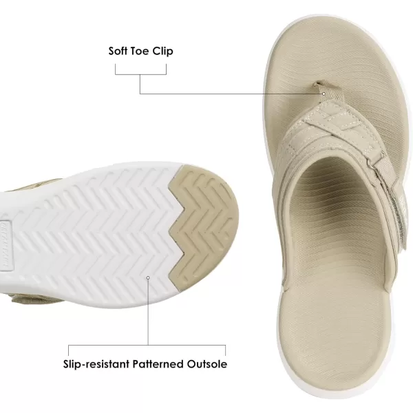 imageDREAM PAIRS Womens Arch Support Flip Flops Comfortable Thong SandalsBeige