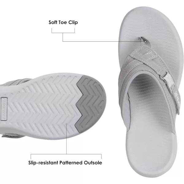 imageDREAM PAIRS Womens Arch Support Flip Flops Comfortable Thong SandalsGrey