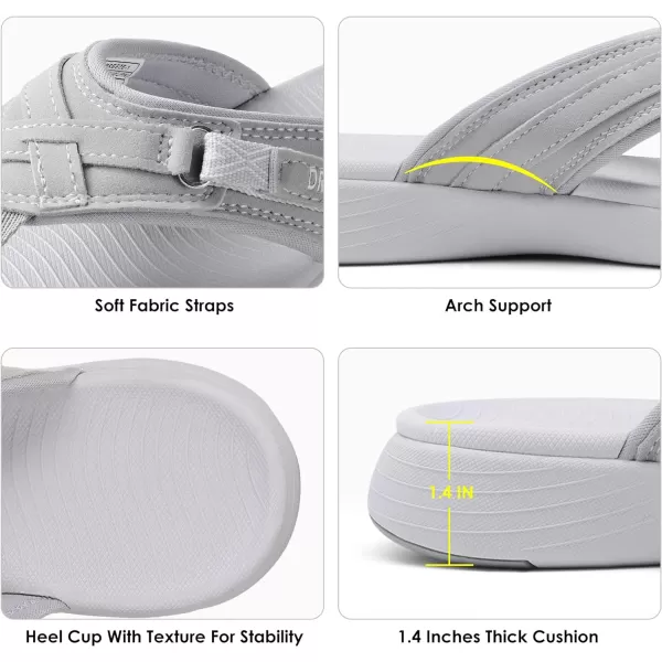 imageDREAM PAIRS Womens Arch Support Flip Flops Comfortable Thong SandalsGrey