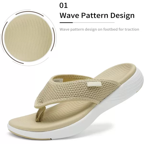 imageDREAM PAIRS Womens Arch Support Soft Cushion Flip Flops Thong SandalsBeige