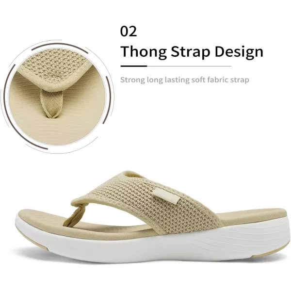 imageDREAM PAIRS Womens Arch Support Soft Cushion Flip Flops Thong SandalsBeige