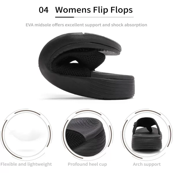 imageDREAM PAIRS Womens Arch Support Soft Cushion Flip Flops Thong SandalsBlack
