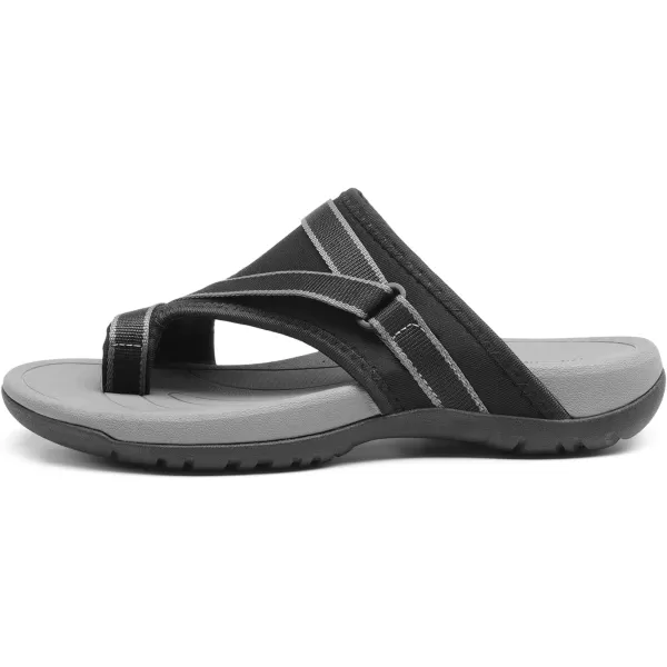 imageDREAM PAIRS Womens Athletic Sport Walking Slide Sandals Splittoe Comfort Hiking Casual Outdoor Beach Water Slip On Summer ShoesBlack