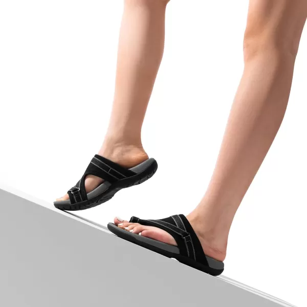 imageDREAM PAIRS Womens Athletic Sport Walking Slide Sandals Splittoe Comfort Hiking Casual Outdoor Beach Water Slip On Summer ShoesBlack