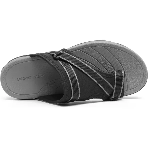 imageDREAM PAIRS Womens Athletic Sport Walking Slide Sandals Splittoe Comfort Hiking Casual Outdoor Beach Water Slip On Summer ShoesBlack