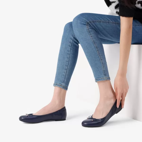 imageDREAM PAIRS Womens Ballet Comfortable Flats Dress Round Toe Foldable Soft Casual Slip On Work Flat Shoes with BowknotNavy