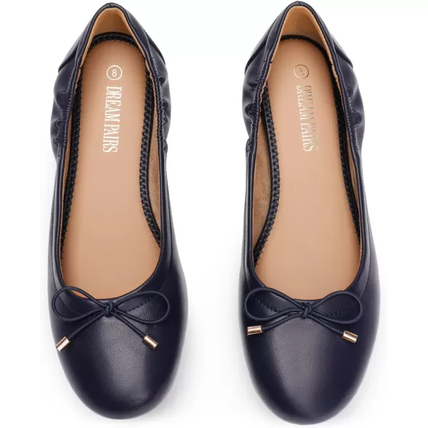 imageDREAM PAIRS Womens Ballet Comfortable Flats Dress Round Toe Foldable Soft Casual Slip On Work Flat Shoes with BowknotNavy