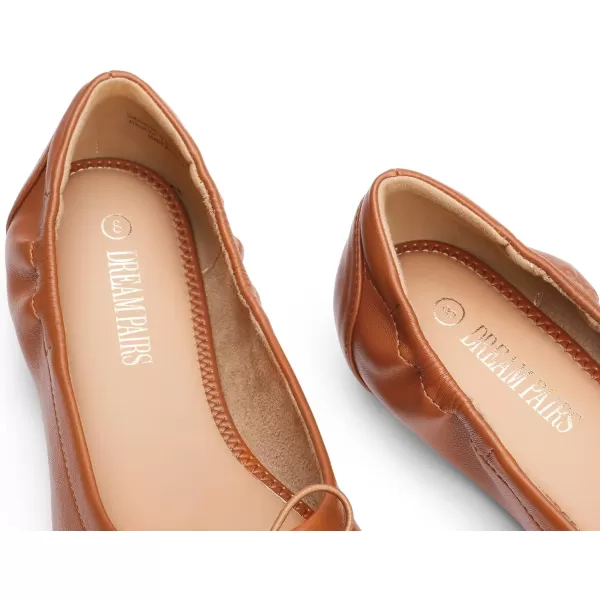 imageDREAM PAIRS Womens Ballet Comfortable Flats Dress Round Toe Foldable Soft Casual Slip On Work Flat Shoes with BowknotTan