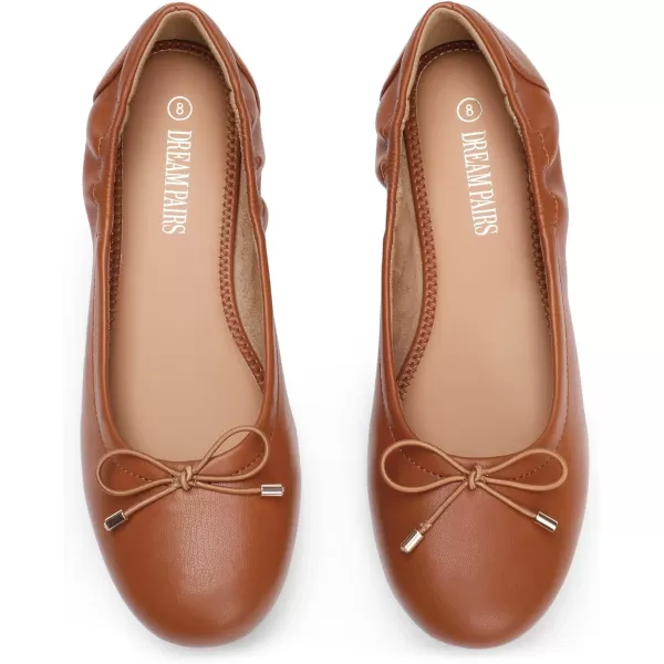 imageDREAM PAIRS Womens Ballet Comfortable Flats Dress Round Toe Foldable Soft Casual Slip On Work Flat Shoes with BowknotTan