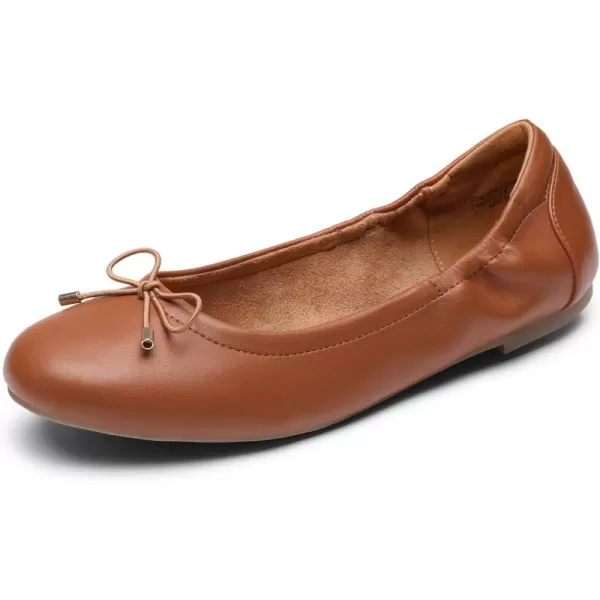 imageDREAM PAIRS Womens Ballet Comfortable Flats Dress Round Toe Foldable Soft Casual Slip On Work Flat Shoes with BowknotTan