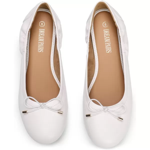 imageDREAM PAIRS Womens Ballet Comfortable Flats Dress Round Toe Foldable Soft Casual Slip On Work Flat Shoes with BowknotWhite