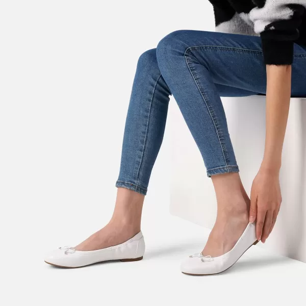 imageDREAM PAIRS Womens Ballet Comfortable Flats Dress Round Toe Foldable Soft Casual Slip On Work Flat Shoes with BowknotWhite