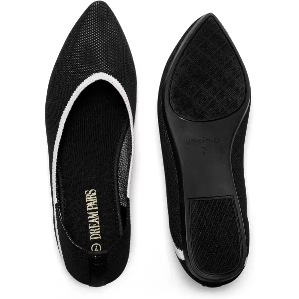 imageDREAM PAIRS Womens Ballet Dressy Flats Comfortable Pointed Toe Knit Flat Shoes Slip On Foldable Soft Casual Work Office FlatsBlack