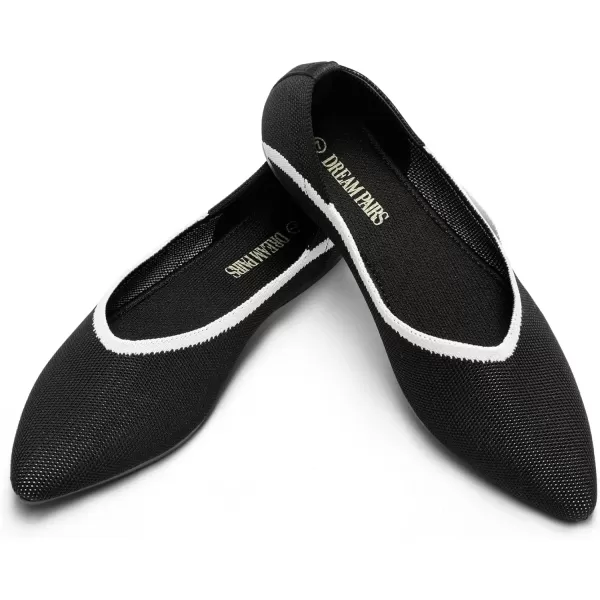 imageDREAM PAIRS Womens Ballet Dressy Flats Comfortable Pointed Toe Knit Flat Shoes Slip On Foldable Soft Casual Work Office FlatsBlack