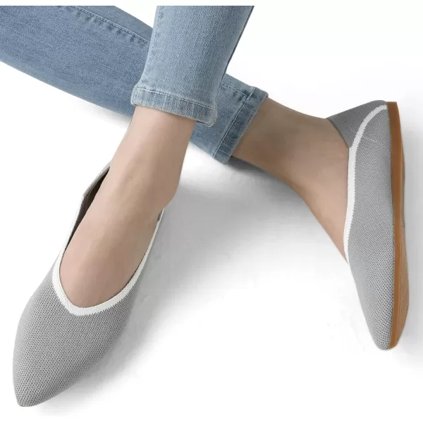 imageDREAM PAIRS Womens Ballet Dressy Flats Comfortable Pointed Toe Knit Flat Shoes Slip On Foldable Soft Casual Work Office FlatsGrey