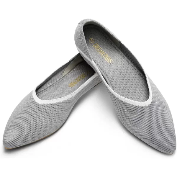 imageDREAM PAIRS Womens Ballet Dressy Flats Comfortable Pointed Toe Knit Flat Shoes Slip On Foldable Soft Casual Work Office FlatsGrey