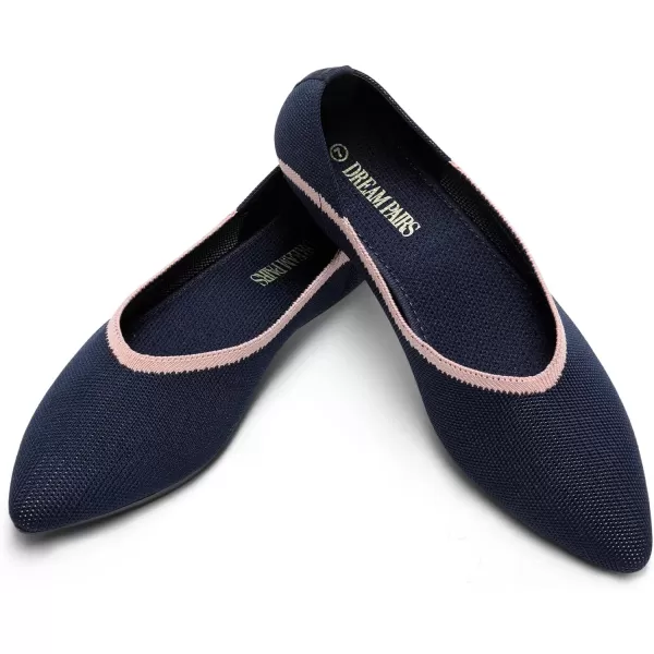 imageDREAM PAIRS Womens Ballet Dressy Flats Comfortable Pointed Toe Knit Flat Shoes Slip On Foldable Soft Casual Work Office FlatsNavy
