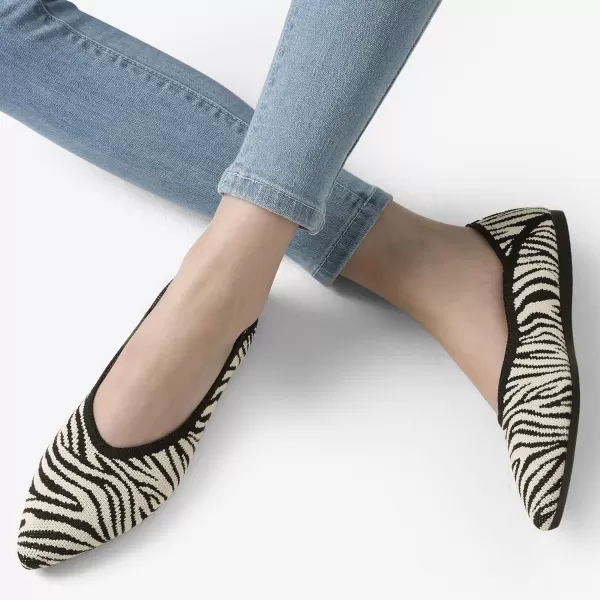 imageDREAM PAIRS Womens Ballet Dressy Flats Comfortable Pointed Toe Knit Flat Shoes Slip On Foldable Soft Casual Work Office FlatsZebra