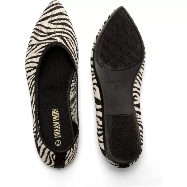 imageDREAM PAIRS Womens Ballet Dressy Flats Comfortable Pointed Toe Knit Flat Shoes Slip On Foldable Soft Casual Work Office FlatsZebra